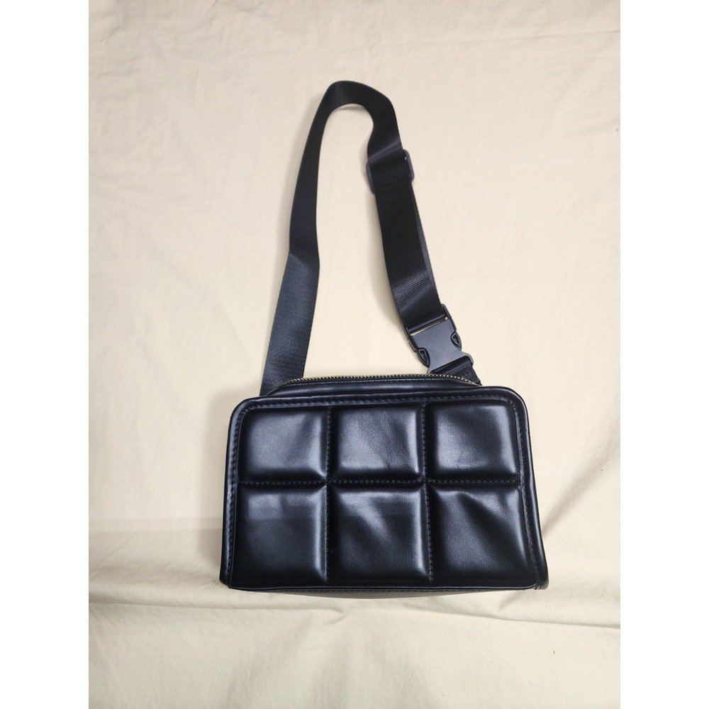 Amanda Uprichard NY Belt Bag Black Vegan Leather Quilted Fanny Pack